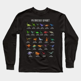 Types Of Dinosaurs Alphabet A-Z ABC Dino Identification Long Sleeve T-Shirt